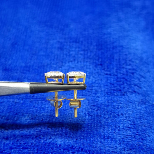 Trillion Lab Grown Diamond Stud Earrings: 1.00 Cts, 10-18k Gold or Platinum