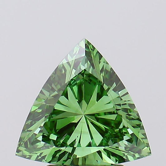 2.05ct Trillion Lab Grown Diamond: Fancy Vivid Green VS1, IGI Certified