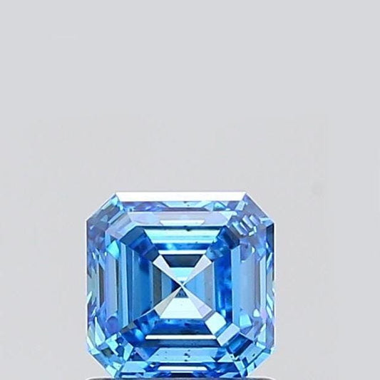1.01 Carat Asscher Cut Fancy Vivid Blue Lab Grown Diamond, IGI Certified EF VVS