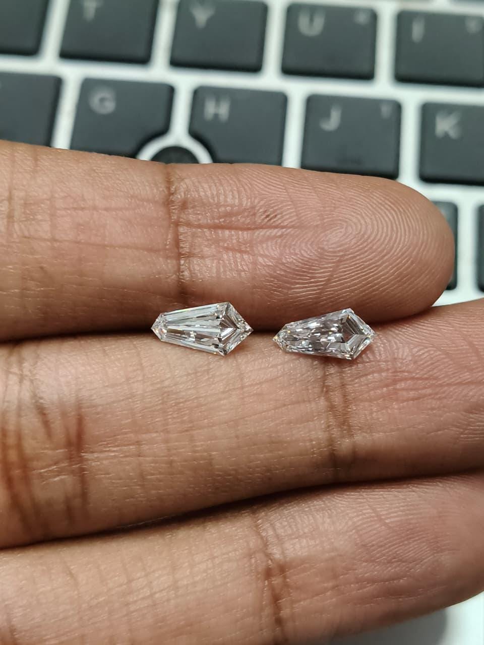Kite Cut Lab Grown Diamond Pair: 2.00 CT HPHT, Jewelry Making