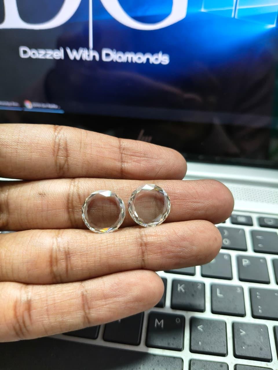 IGI Certified Rose Cut Lab Grown Diamond Pair: 6.95-6.97 CT