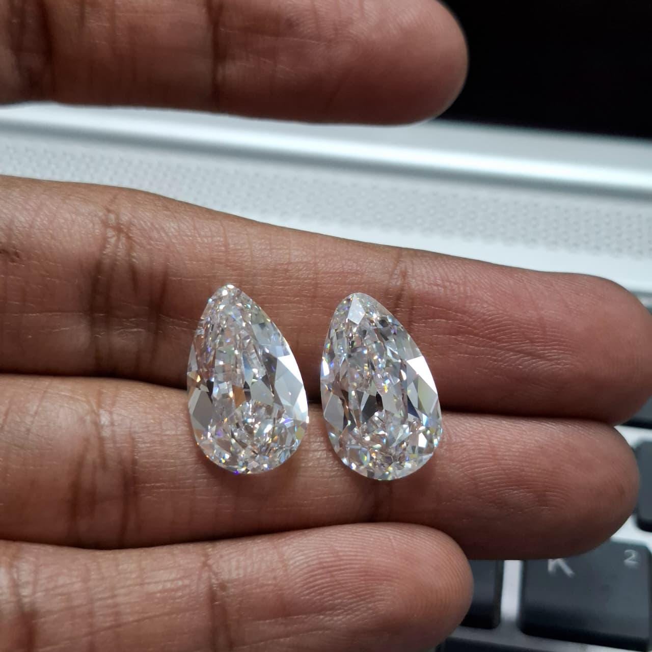 IGI Certified Pear Euro Lab Grown Diamond Pair: 5.00 CT Studs or Ring Stones