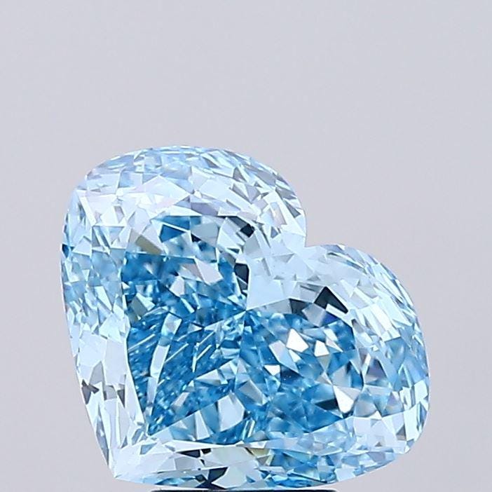 5.11ct Fancy Vivid Blue Heart Mixed cut VVS2 Lab Grown Diamond IGI Certified