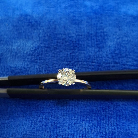 1.03 CT Lab Grown Diamond Engagement Ring E/VS, Knife Edge Band, Classic Solitaire Wedding Ring for Women