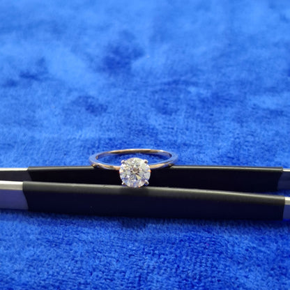 1.03 CT Lab Grown Diamond Engagement Ring E/VS, Knife Edge Band, Classic Solitaire Wedding Ring for Women