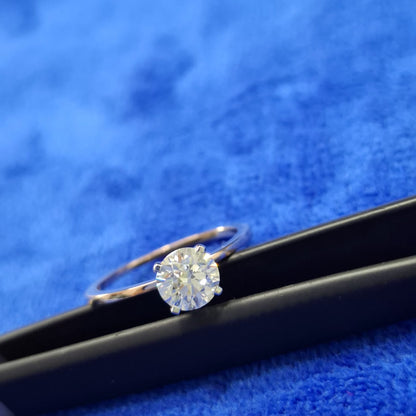 1.03 CT Lab Grown Diamond Engagement Ring E/VS, Knife Edge Band, Classic Solitaire Wedding Ring for Women