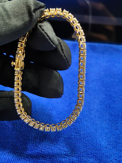 7 Carat Ovel Diamond Tennis Bracelet: 14K Yellow Gold, EF VVS-VS