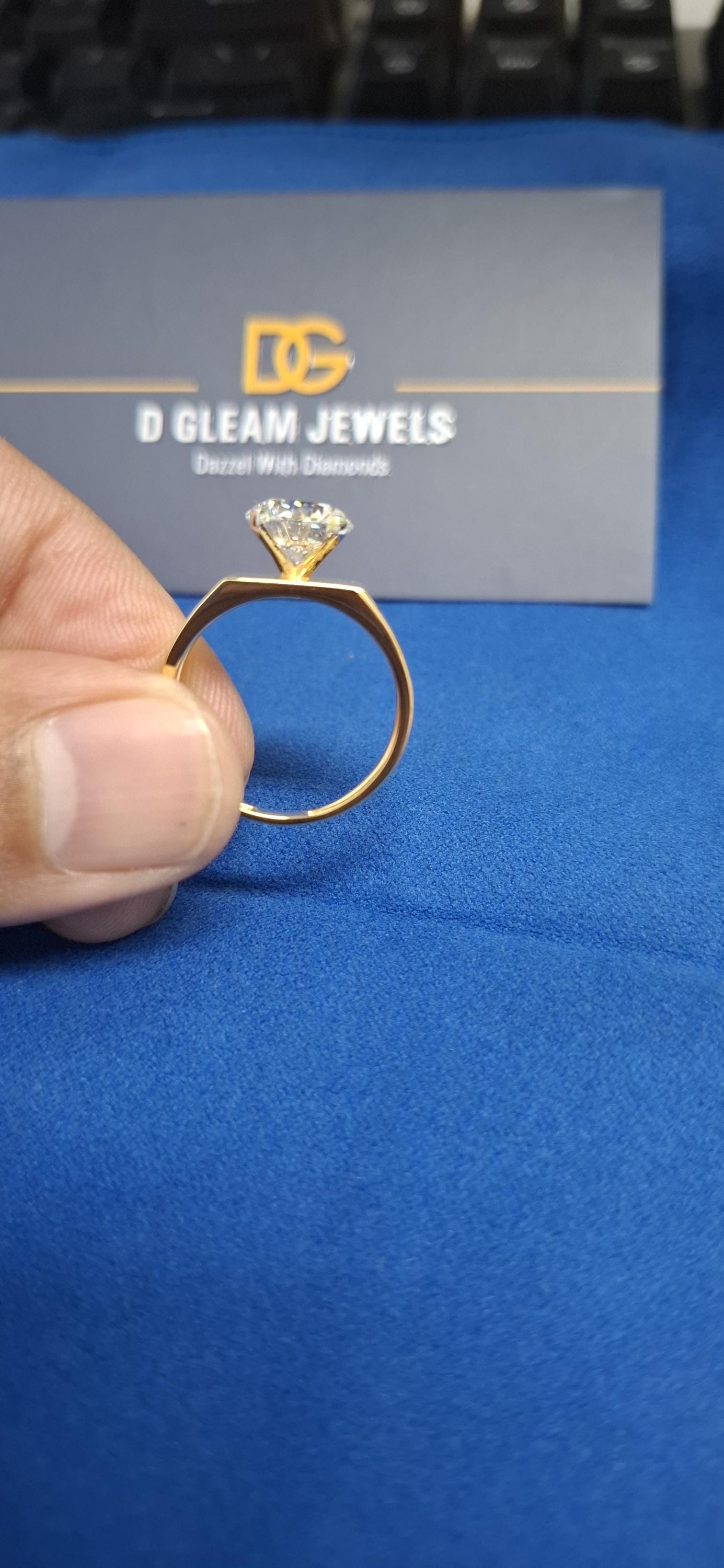 3 Carat Lab Grown Diamond Men's Ring: 14K Yellow Gold Solitaire
