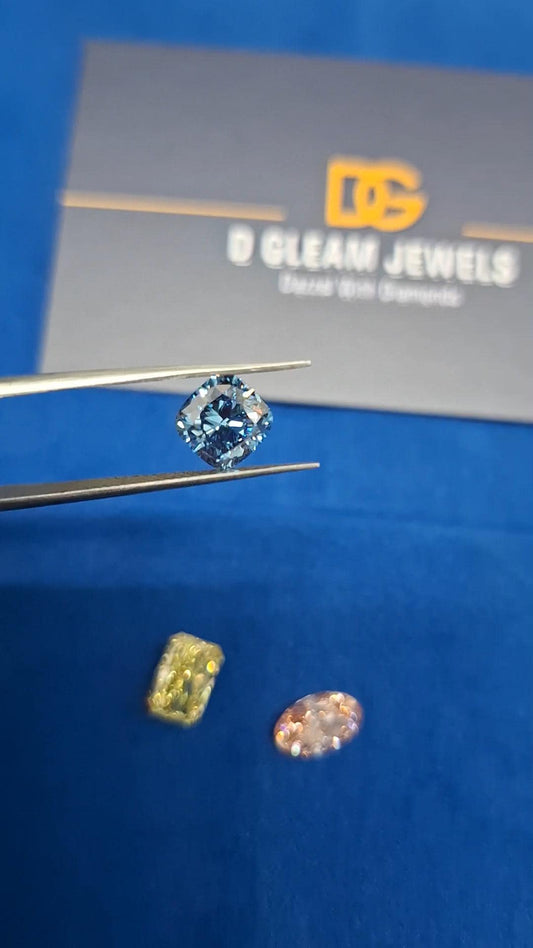 Cushion Cut Lab Grown Diamond: Vivid Blue, VVS/VS, IGI Certified
