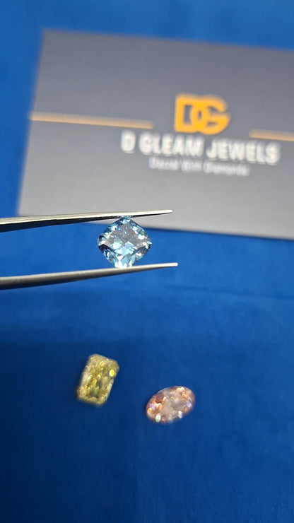 Cushion Cut Lab Grown Diamond: Vivid Blue, VVS/VS, IGI Certified