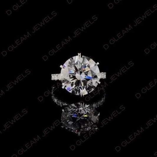 Lab Grown 5.00 Carat Diamond Solitaire Ring: 14k Gold, Platinum