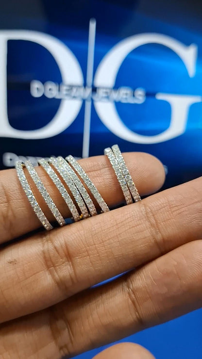 Micro Pave Lab Grown Diamond Wedding Band: 14K Gold Full Eternity Stackable Ring
