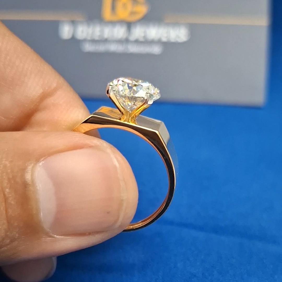 3 Carat Lab Grown Diamond Men's Ring: 14K Yellow Gold Solitaire