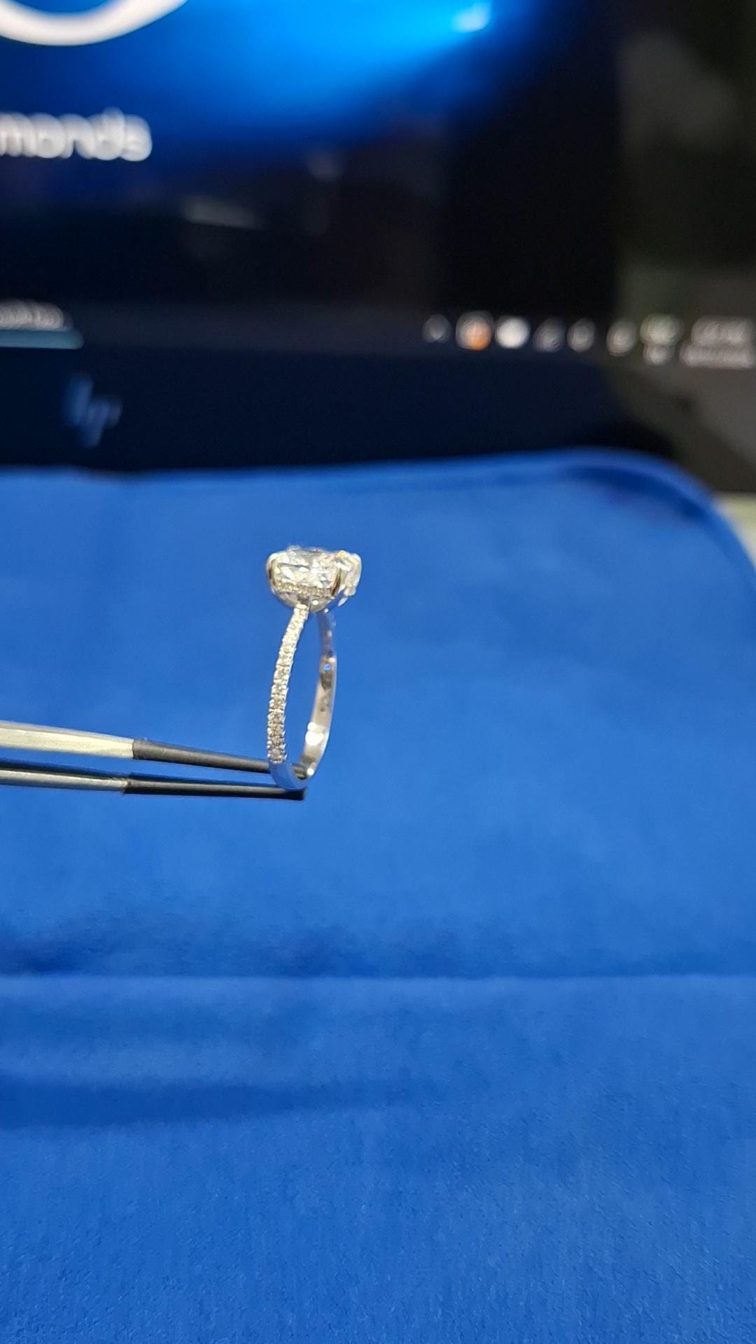 Cushion Cut Lab Grown Diamond Engagement Ring: Hidden Halo, IGI Certified