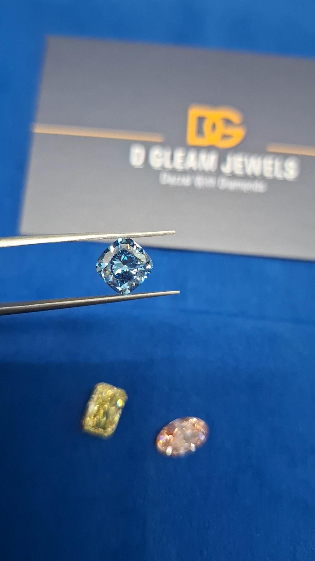 Cushion Cut Lab Grown Diamond: Vivid Blue, VVS/VS, IGI Certified