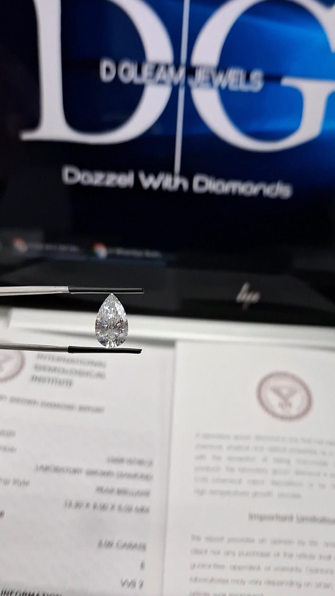 1 CT Pear DE/VS Lab Grown Diamond, Loose Diamond