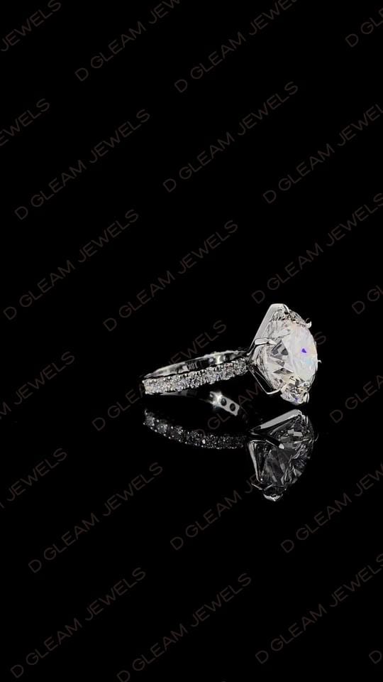 Lab Grown 5.00 Carat Diamond Solitaire Ring: 14k Gold, Platinum