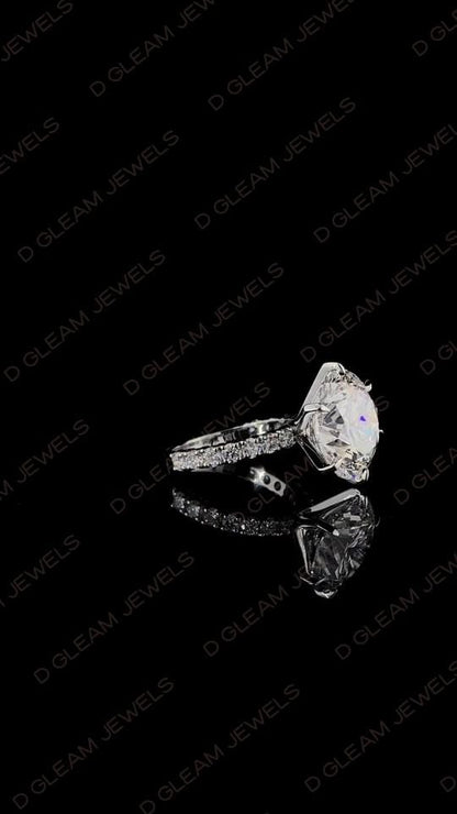 Lab Grown 5.00 Carat Diamond Solitaire Ring: 14k Gold, Platinum