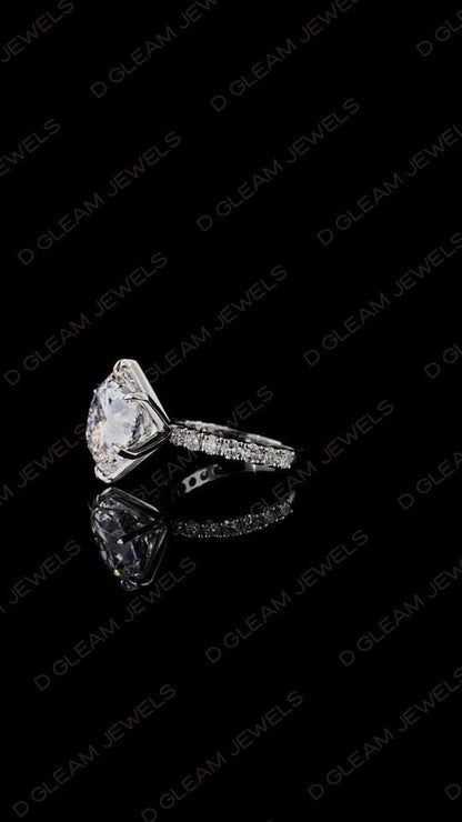 Lab Grown 5.00 Carat Diamond Solitaire Ring: 14k Gold, Platinum