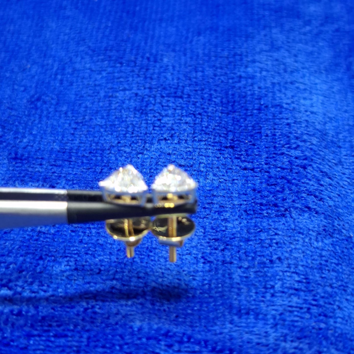Trillion Lab Grown Diamond Stud Earrings: 1.00 Cts, 10-18k Gold or Platinum