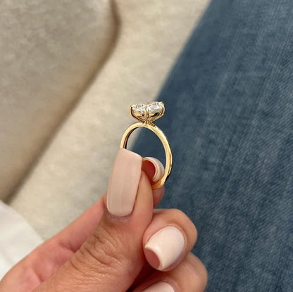 2 Carat Pear Lab Grown Diamond Ring: 14K Gold Solitaire Engagement
