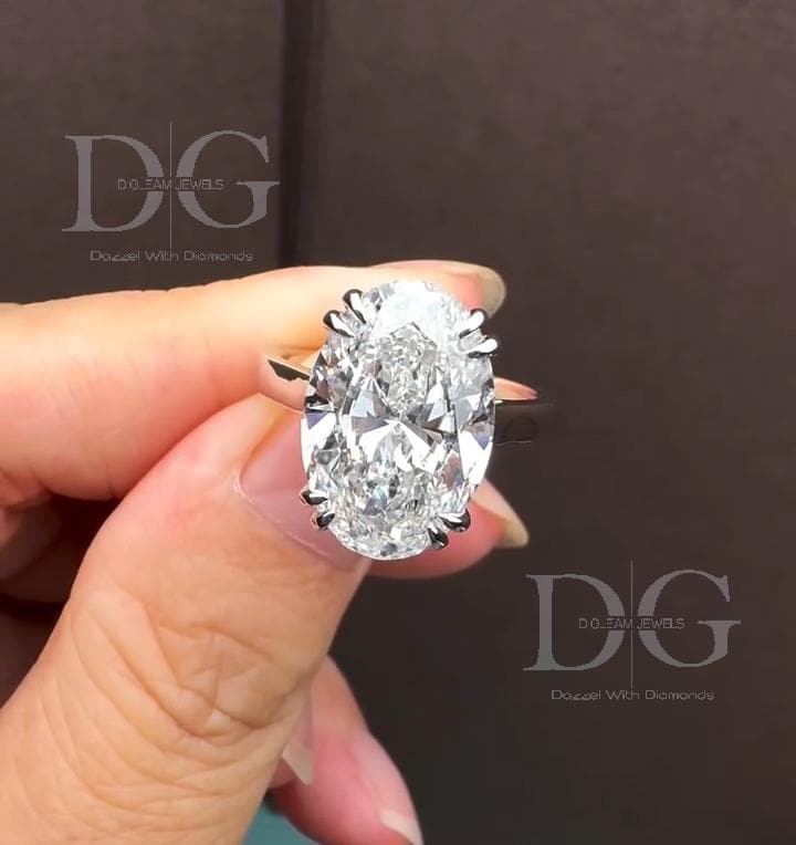 Oval Lab Grown Diamond Engagement Ring: Double Claw Prongs, IGI Certified