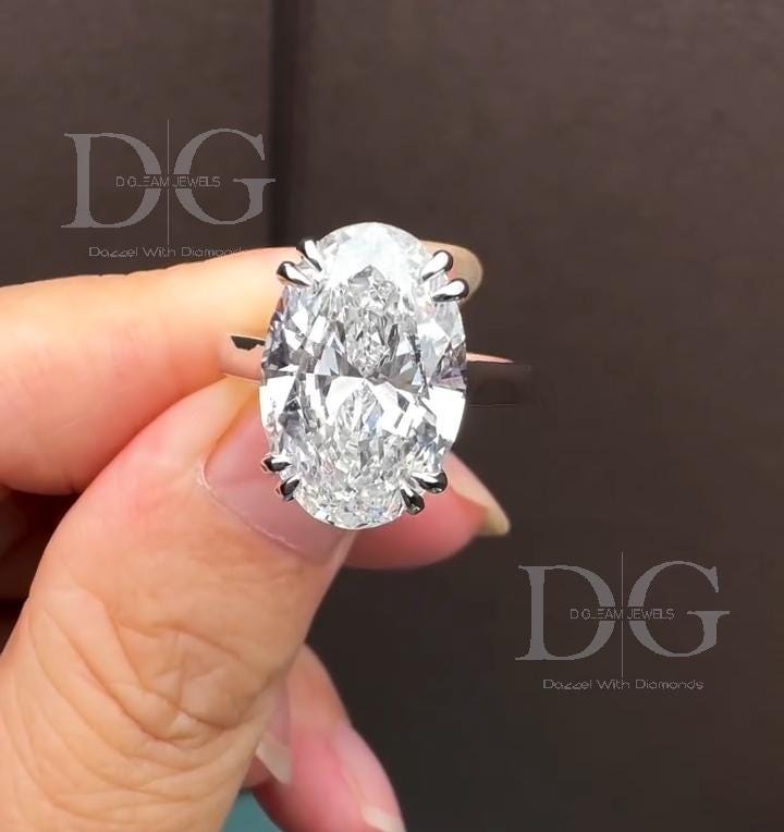 Oval Lab Grown Diamond Engagement Ring: Double Claw Prongs, IGI Certified