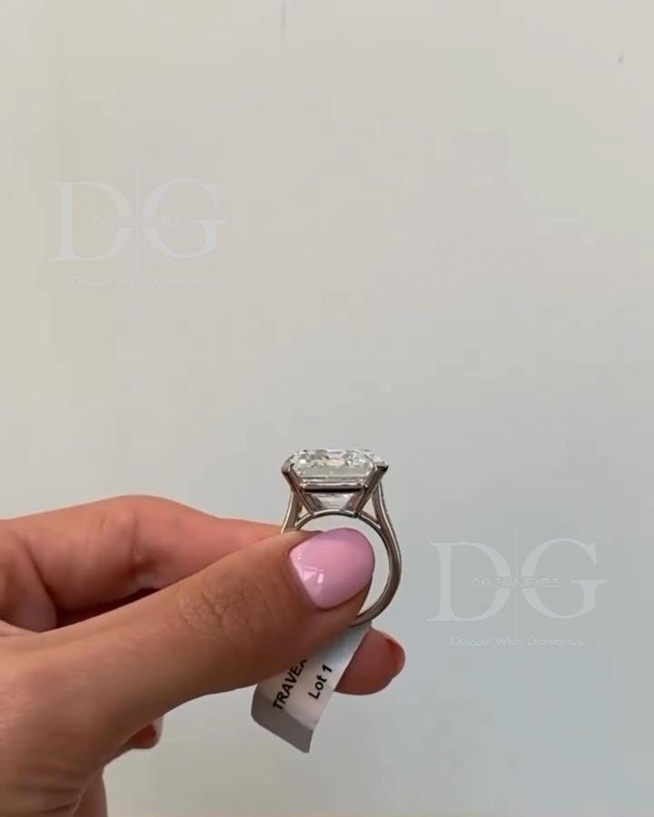 IGI Certified Lab Grown Emerald Cut Diamond Engagement Ring with Baguette Side Stones