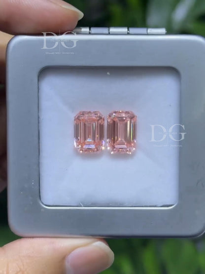 Pink Lab Grown Diamond: 4 ct Emerald Cut IGI Certified Loose Stone