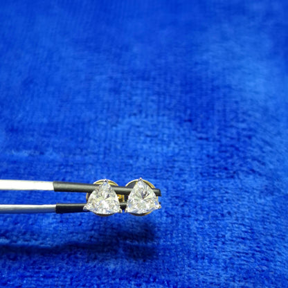 Trillion Lab Grown Diamond Stud Earrings: 1.00 Cts, 10-18k Gold or Platinum