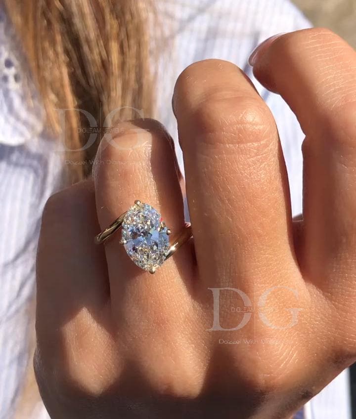 Marquise Lab Grown Diamond Engagement Ring: Nature Inspired Solitaire, 1-2 Carat