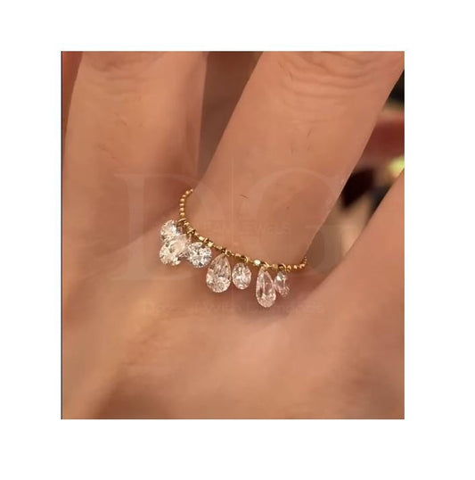 Lab Grown Diamond Chain Ring Pear Drop Diamond Ring | Dangle Diamond Gold Ring | Minimalist Statement Ring | Modern Luxury Fine Jewelry