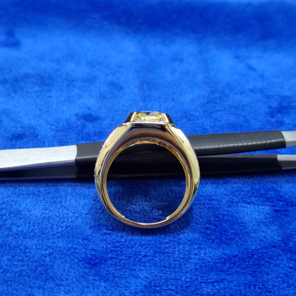 Men's 14k Gold Emerald Cut Yellow Sapphire Ring with Lab Grown Diamonds