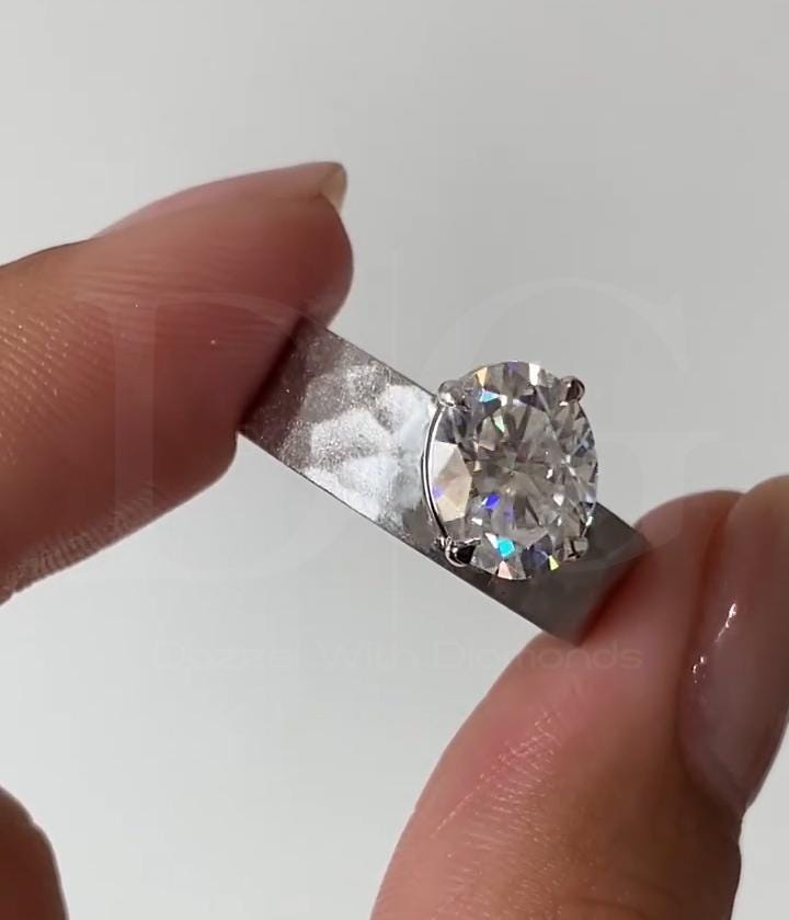2.00 CT Oval Lab Grown Diamond Solitaire Ring - Maribel Design