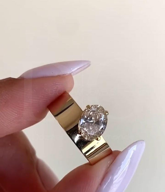 2.00 CT Oval Lab Grown Diamond Solitaire Ring - Maribel Design