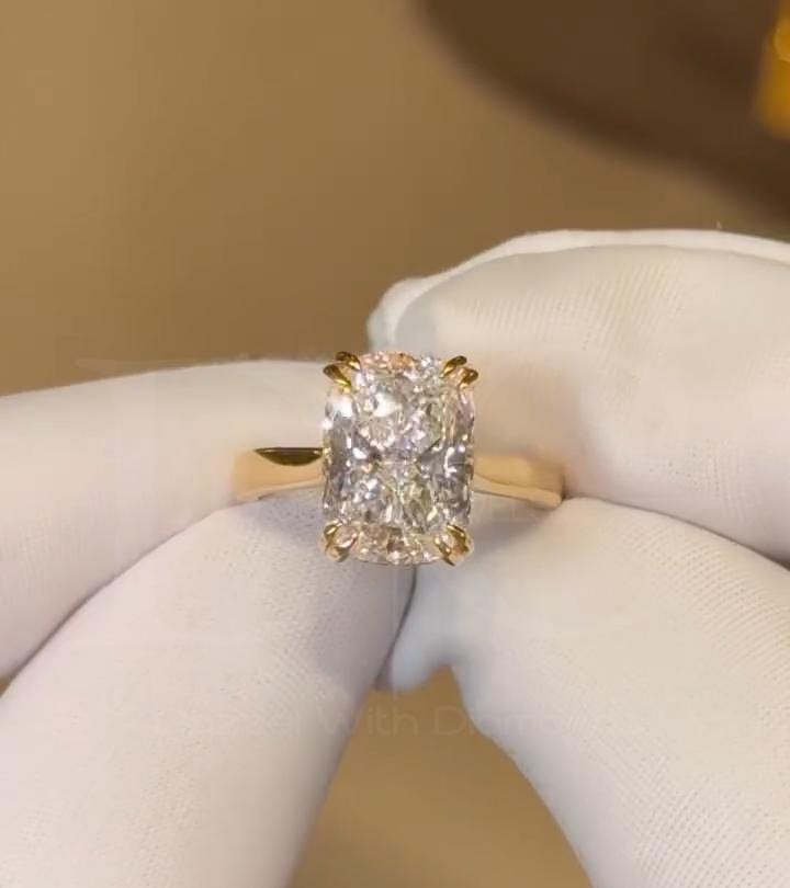 Cushion Cut Diamond Engagement Ring | Classic Solitaire Gold Ring | Timeless Bridal Jewelry | Luxury Fine Jewelry