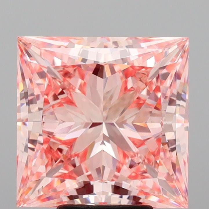 2.51ct Princess Cut Fancy Vivid Pink Lab Grown Diamond, VS1 Clarity, IGI Certified