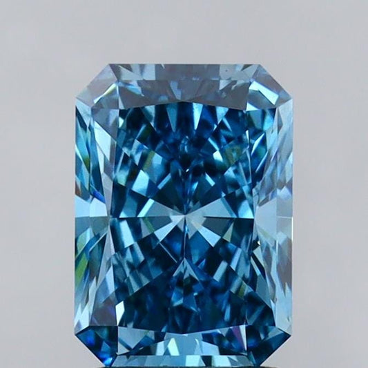 1.00ct Radiant Fancy Vivid Blue Lab Diamond - IGI Certified VS Clarity