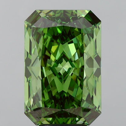 1.01 Carat Radiant Cut Fancy Vivid Green Lab Grown Diamond - VS1 Clarity, IGI Certified