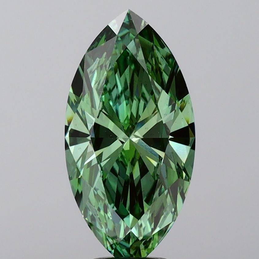 2.00 ct Marquise Lab Grown Diamond: Fancy Vivid Green VS1, IGI Certified