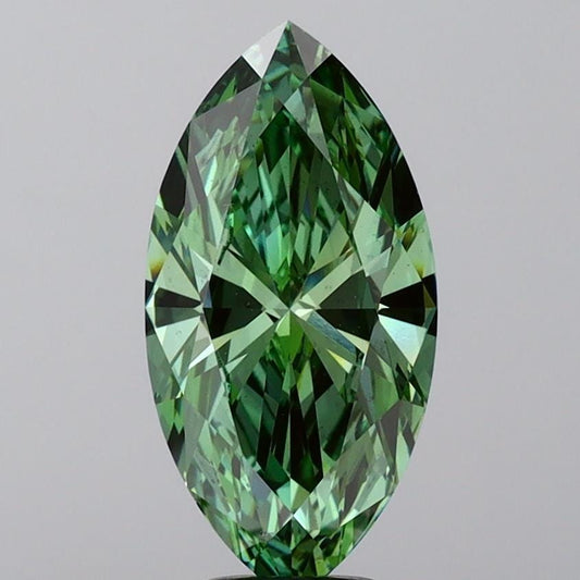 2.00 ct Marquise Lab Grown Diamond: Fancy Vivid Green VS1, IGI Certified