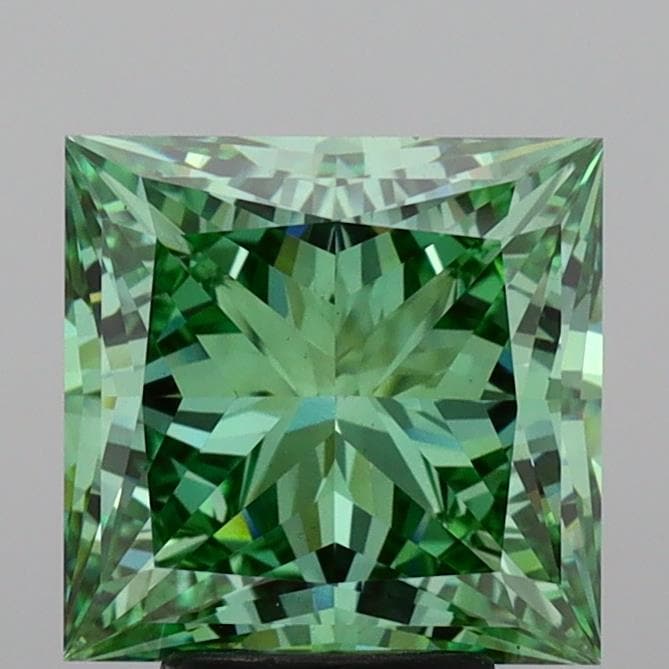 2.50 ct Princess Cut Lab Grown Diamond: Fancy Dark Green VS1, IGI Certified