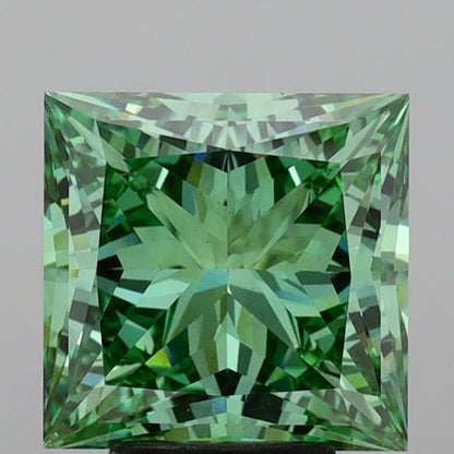 2.50 ct Princess Cut Lab Grown Diamond: Fancy Dark Green VS1, IGI Certified