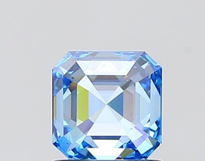 1.01 Carat Asscher Cut Fancy Vivid Blue Lab Grown Diamond, IGI Certified EF VVS