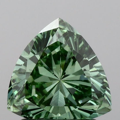 2.05ct Trillion Lab Grown Diamond: Fancy Vivid Green VS1, IGI Certified