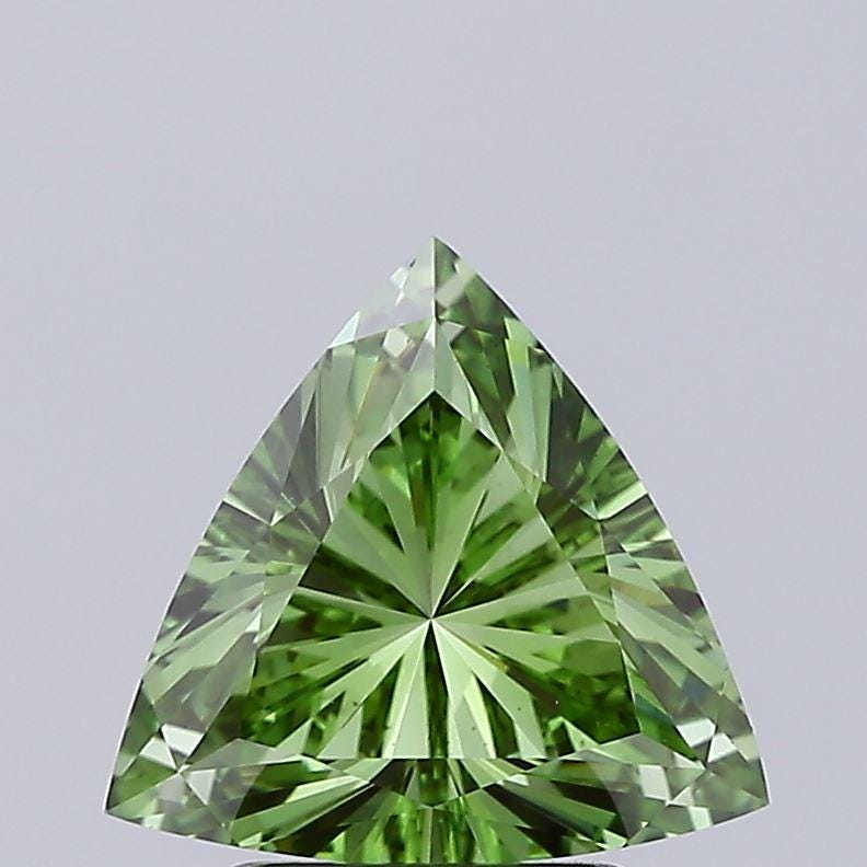 2.05ct Trillion Lab Grown Diamond: Fancy Vivid Green VS1, IGI Certified