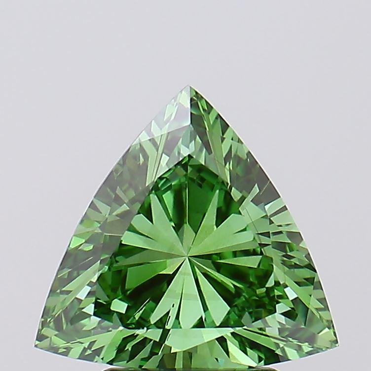 2.05ct Trillion Lab Grown Diamond: Fancy Vivid Green VS1, IGI Certified