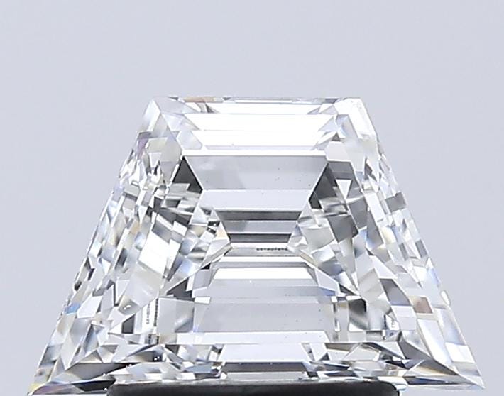 Trapezoid Lab Grown Diamond Ring: 14K White Gold Three Stone Engagement Ring