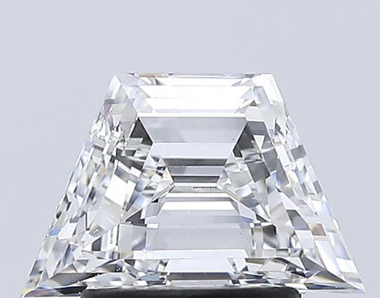 Trapezoid Lab Grown Diamond Ring: 14K White Gold Three Stone Engagement Ring