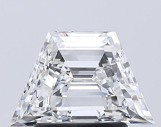 Trapezoid Lab Grown Diamond Ring: 14K White Gold Three Stone Engagement Ring